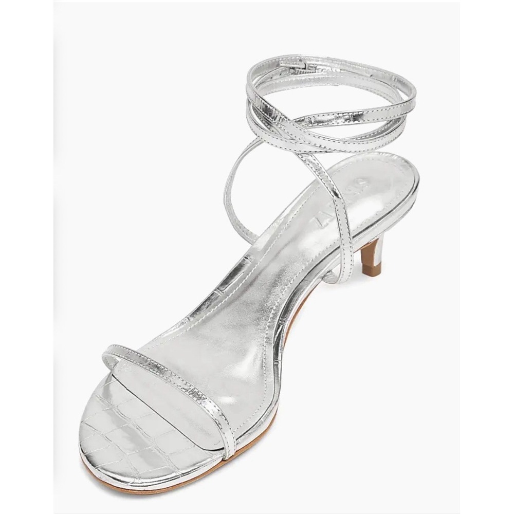 Schutz‎ Sherry crocodile embossed Metallic Leather Sandal Heels 8.5B